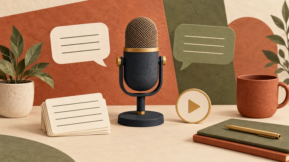 Microphone, practice prompts, and play button for an AI mock interview