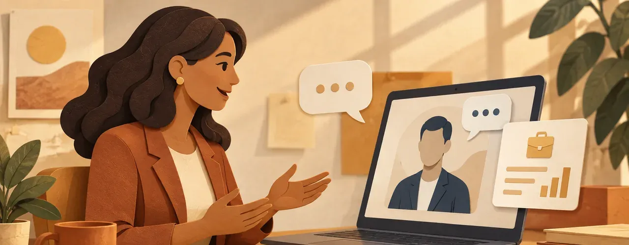Candidate rehearsing a salary counteroffer conversation with an AI mock interviewer on a laptop