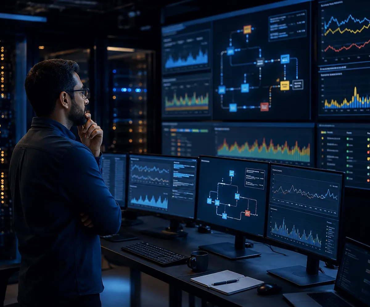 Reliability engineer monitoring a production machine learning deployment and its fallback path